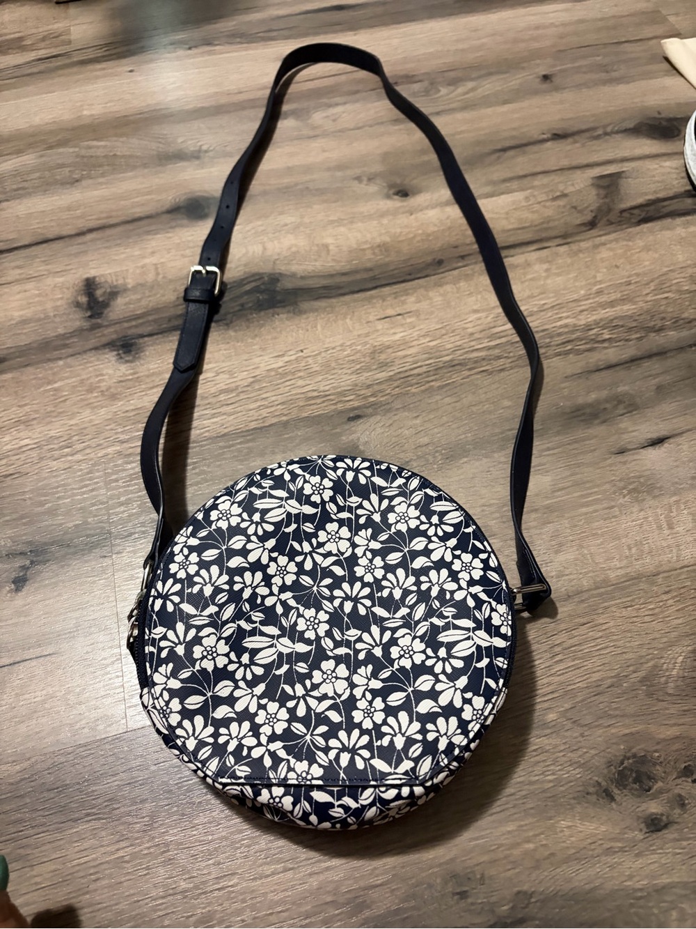 Brooks Brothers Navy and White Floral Round Crossbody Bag